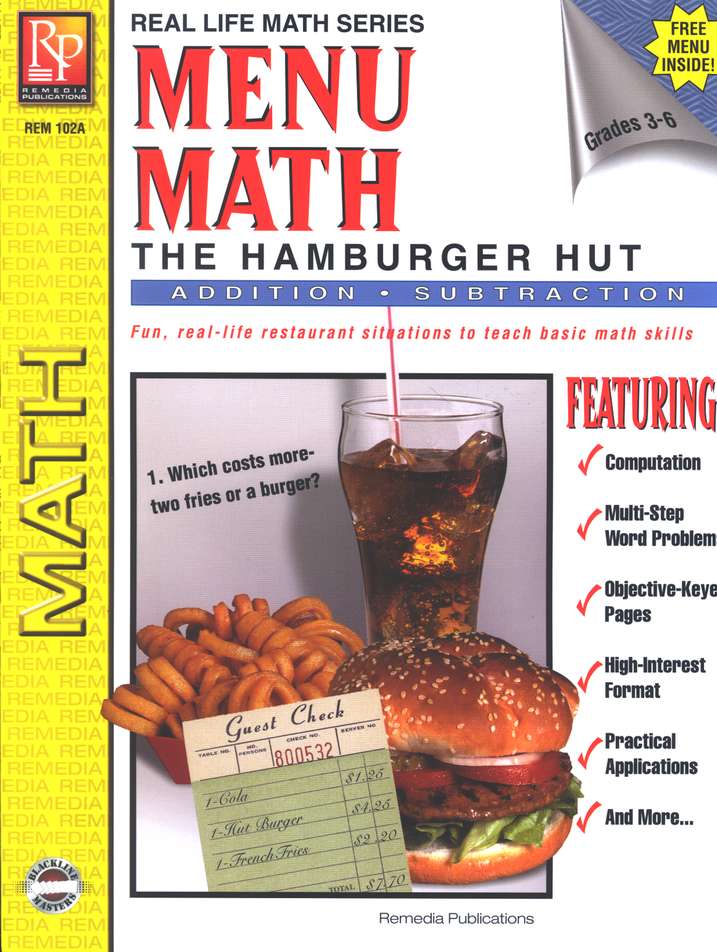 Menu Math: Hamburger Hut, Addition & Subtraction