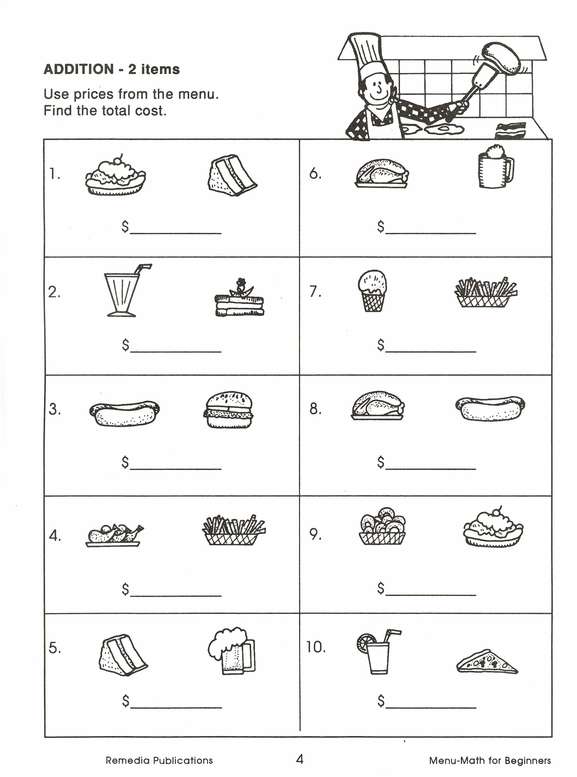 Real Life Math: Menu Math for Beginners