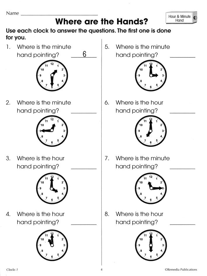 Time Concepts Series: Clocks, Grades 1-3