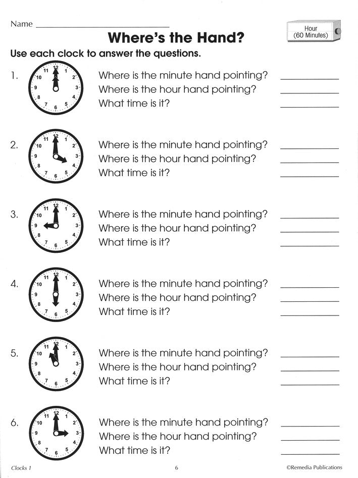 Time Concepts Series: Clocks, Grades 1-3