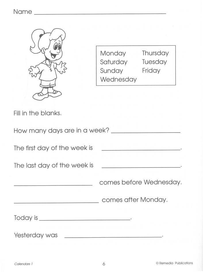 Time Concepts Series: Calendars, Grades 1-3