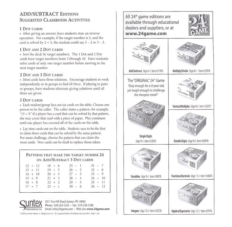 24 Game: Addition & Subtraction (48 Cards)