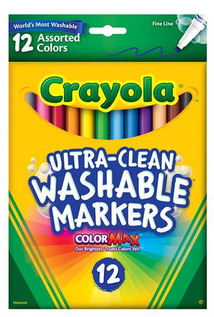 Crayola, Fine Line Washable Markers, Assorted, 12 Pieces