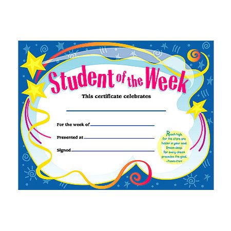 Student of the Week Certificate