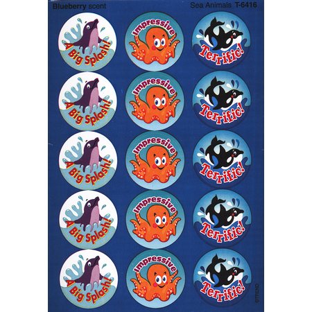 Sea Animals (Blueberry) Large Round Stinky Stickers