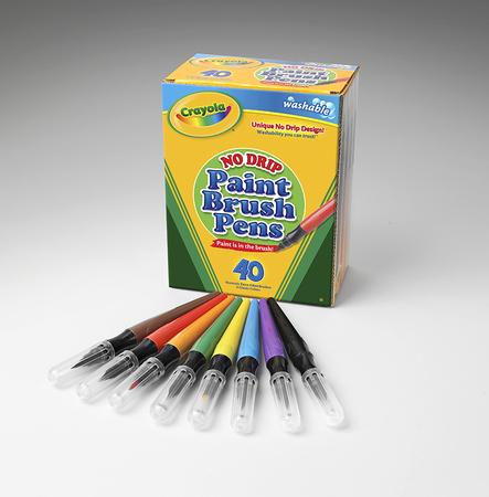 Crayola, No Drip Paint Brush Pens, 40 Pieces