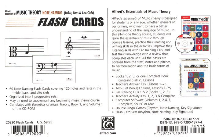 Essentials of Music Theory, Note Naming Flash Cards