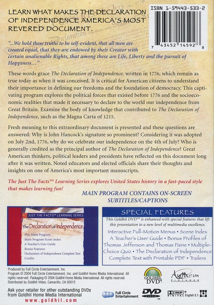 Just The Facts Learning Series: The Declaration of Independence, DVD