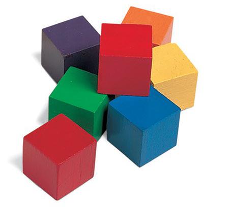 Wooden Color Cubes, Set of 100
