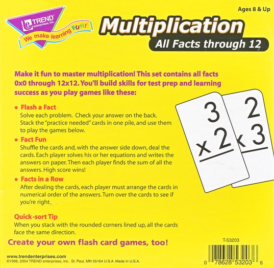 Multiplication 0-12 (all facts) Flash Cards