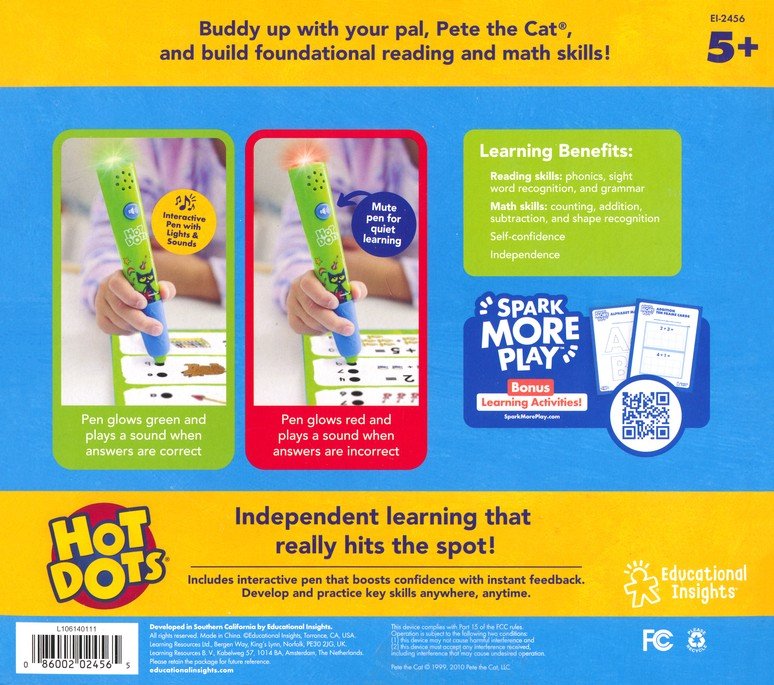 Hot Dots Pete the Cat Kindergarten Reading & Math