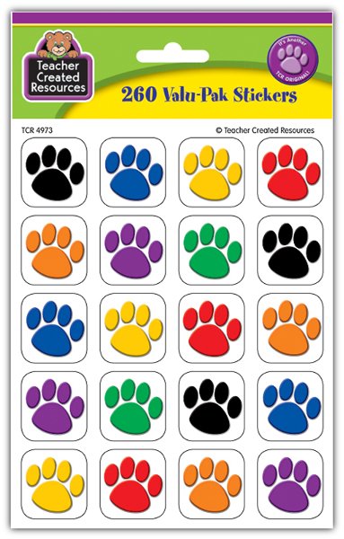 Colorful Paw Prints Stickers Valu-Pak