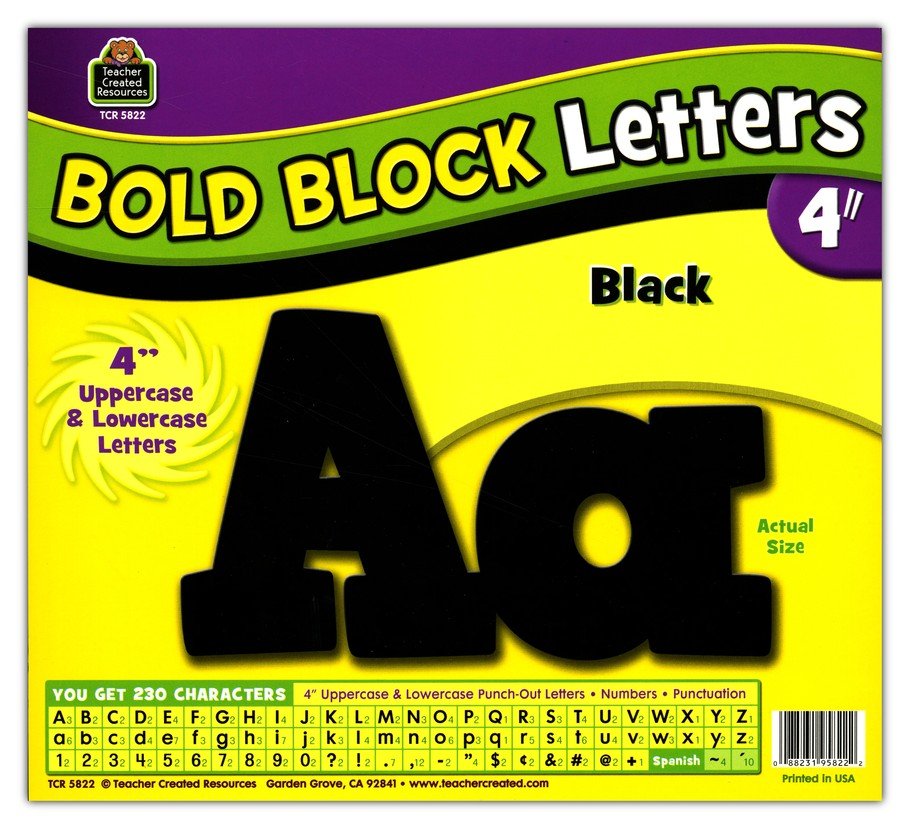 Black Bold Block 4&#034 Letters Combo Pack