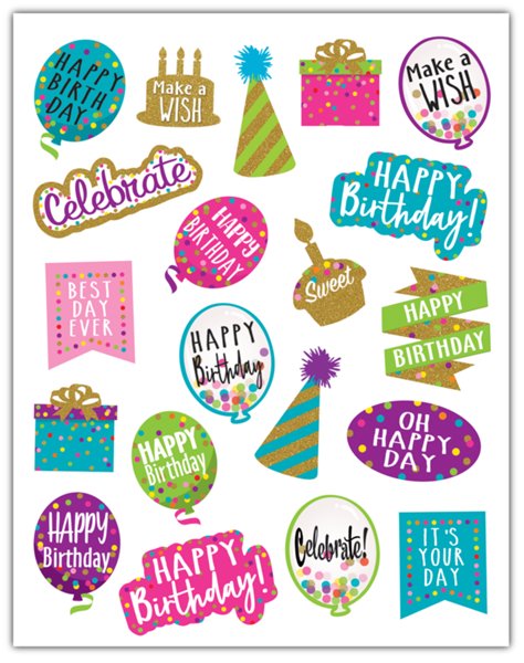 Confetti Happy Birthday Stickers