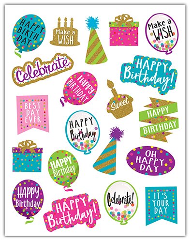 Confetti Happy Birthday Stickers