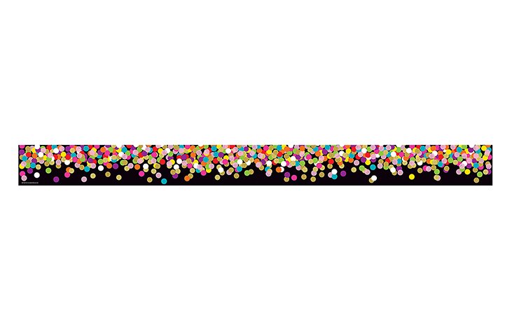 Colorful Confetti on Black Straight Rolled Border Trim