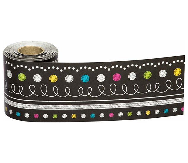 Chalkboard Brights Straight Rolled Border Trim