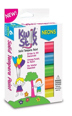 Kwik Stix Tempera Paint, Neon Colors, Pack of 6