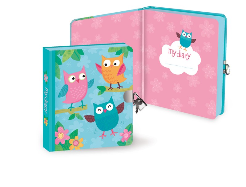 Owls, Lock and Key Diary