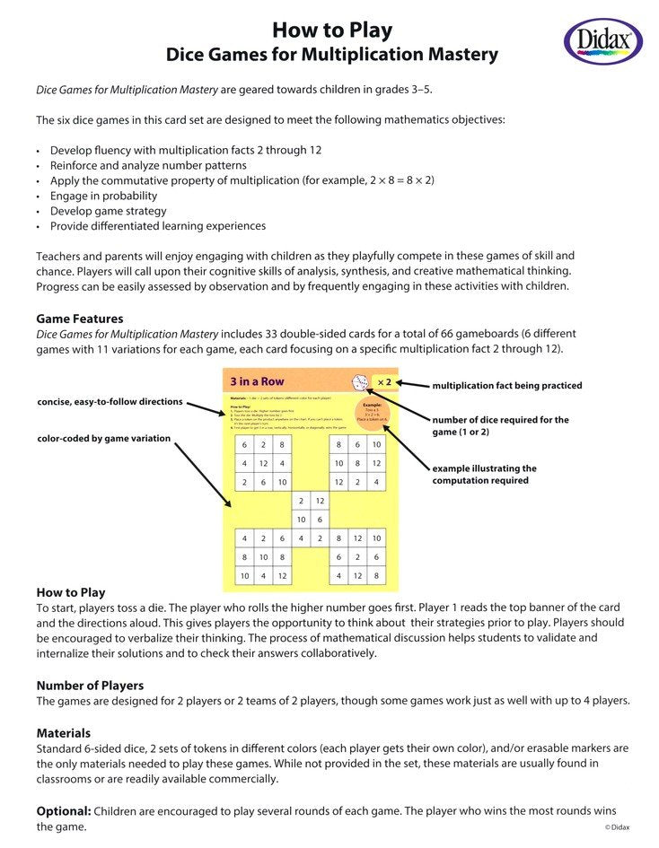 Dice Games for Multiplication Mastery