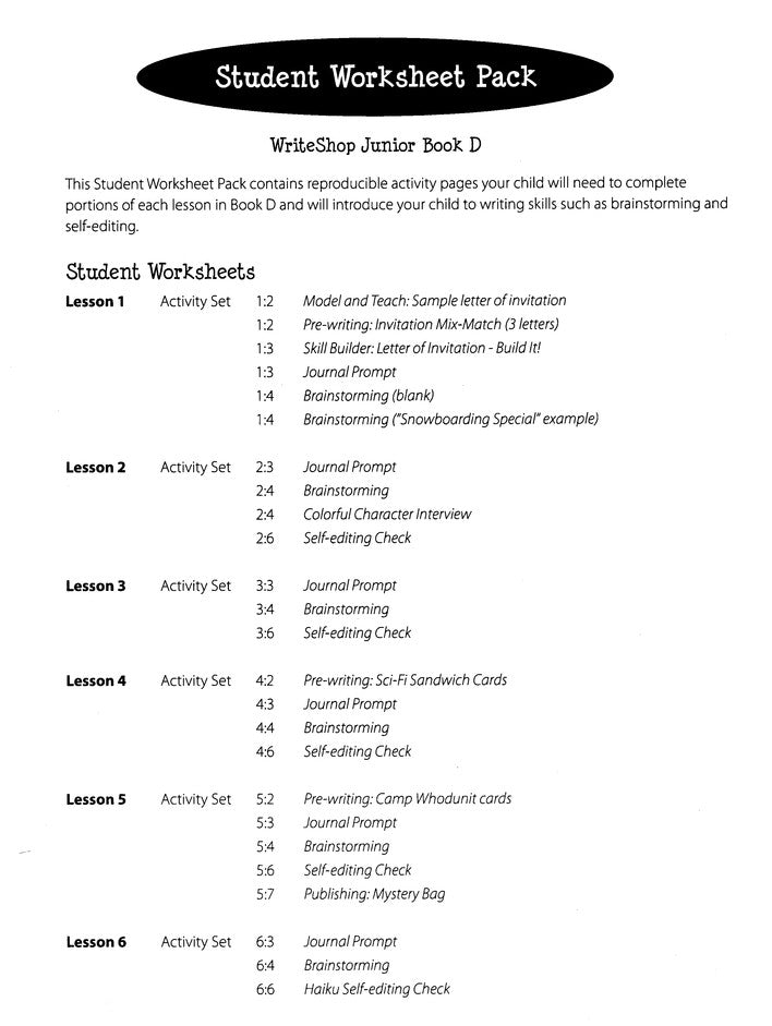 Activity Pack with Fold-N-Go Grammar, Level 1---Book D (Grades 3 to 6)