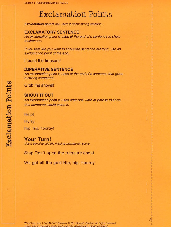 Activity Pack with Fold-N-Go Grammar, Level 1---Book D (Grades 3 to 6)