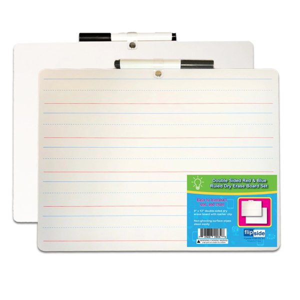 9 x 12 Two Sided Red & Blue Ruled/Dry Erase Retail with attached marker