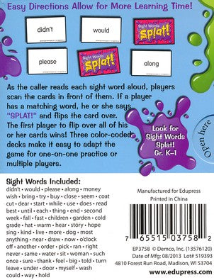 Sight Words Splat! Game, Grades 1-2