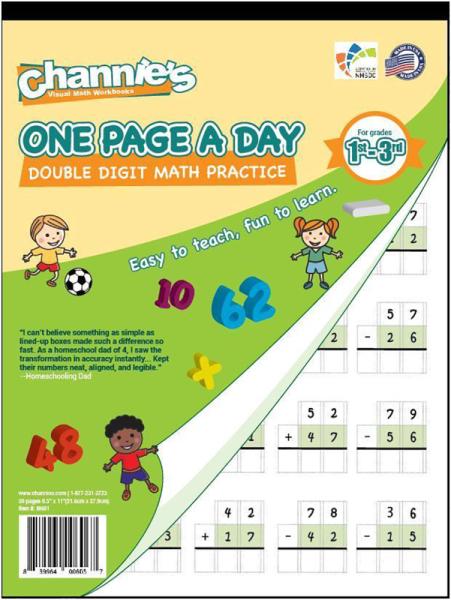 Channie's One Page A Day Double Digit Math Practice (Grades 1-3)