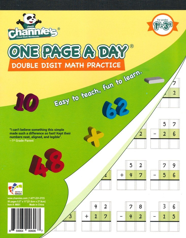 Channie's One Page A Day Double Digit Math Practice (Grades 1-3)