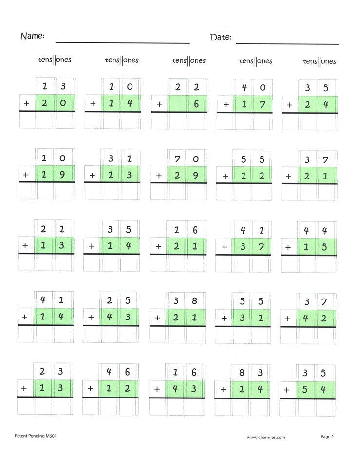 Channie's One Page A Day Double Digit Math Practice (Grades 1-3)