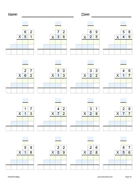 Channie's One Page A Day 2 Digit Multiplication (Grades 3-5)