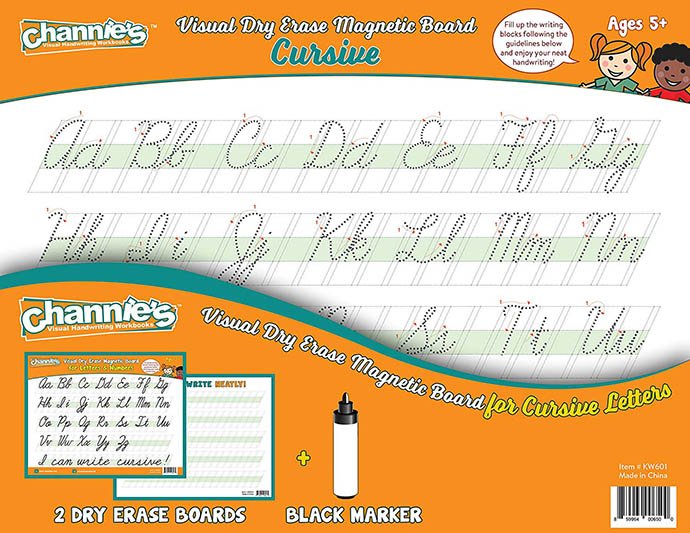 Channie's Visual Dry Erase & Magnetic Board for Cursive (2 Pack)