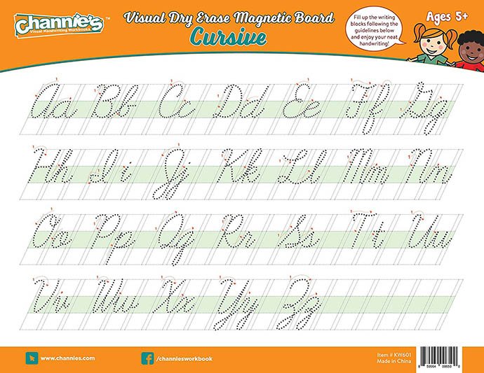 Channie's Visual Dry Erase & Magnetic Board for Cursive (2 Pack)