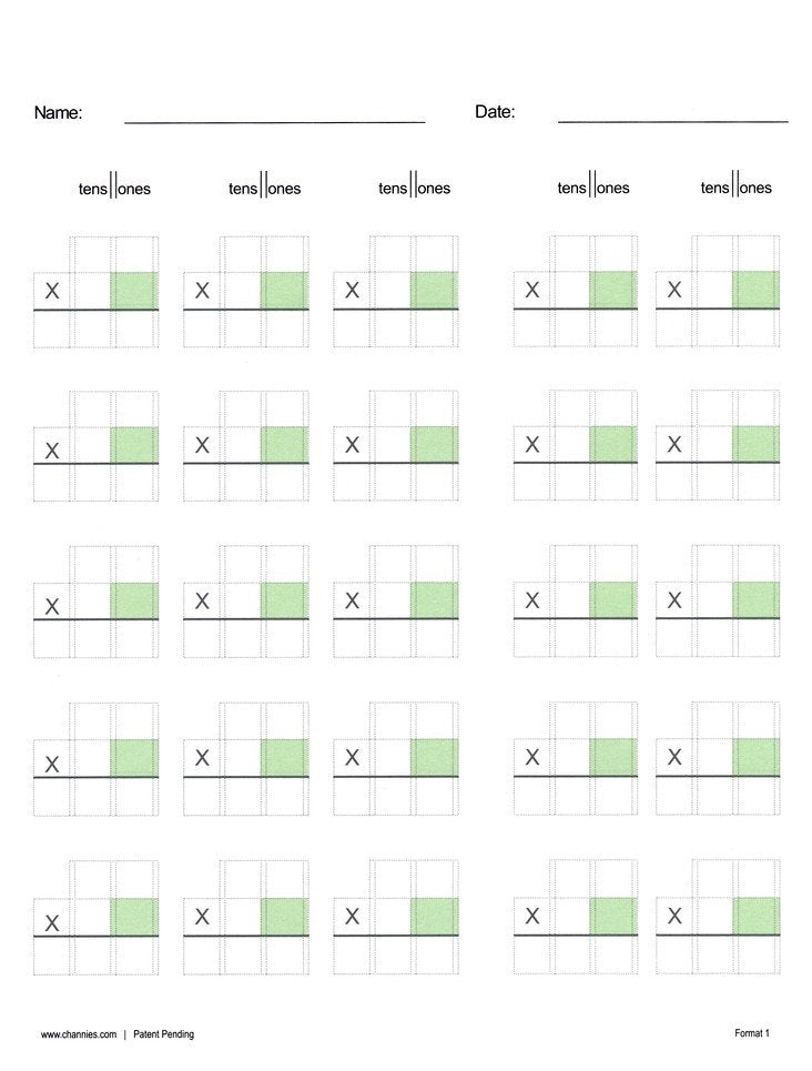 Channie's One Page A Day Triple Digit Blank Math Practice Ream of Double-Sided Pages (Pack of 125)