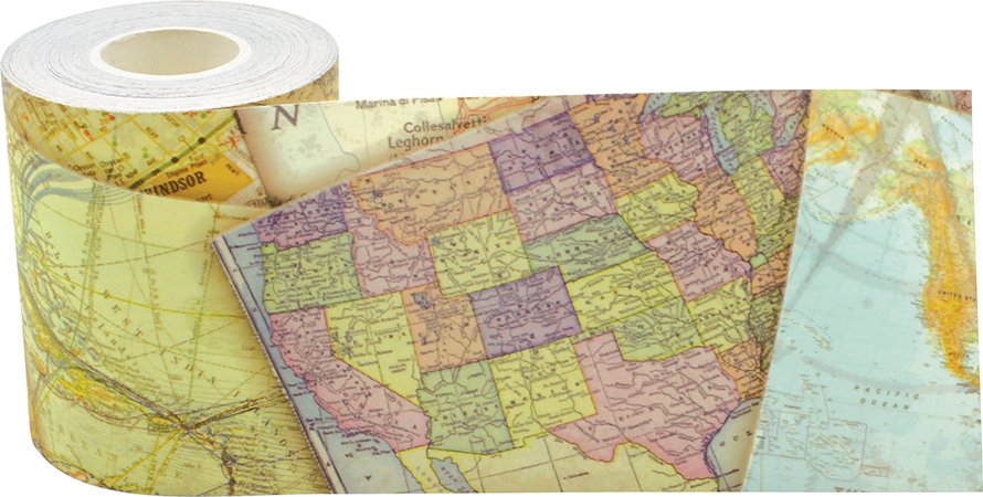 Travel the Map Straight Rolled Border Trim