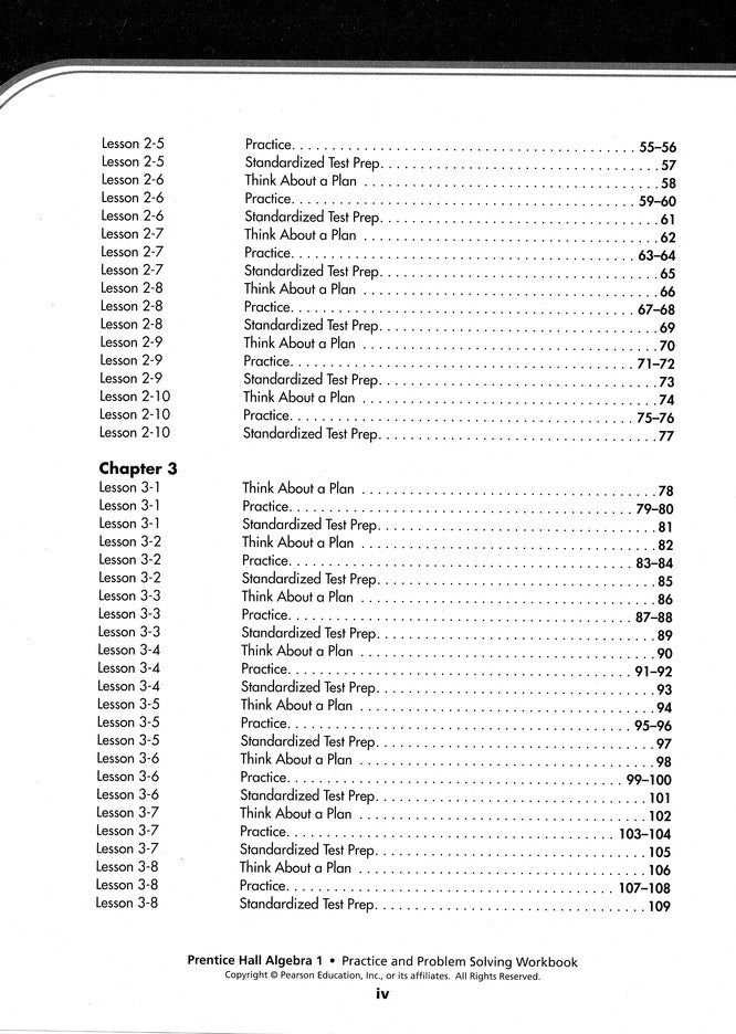 Prentice Hall Algebra Student Workbook