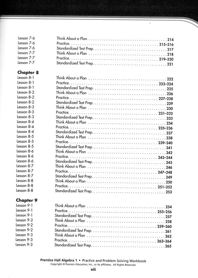 Prentice Hall Algebra Student Workbook