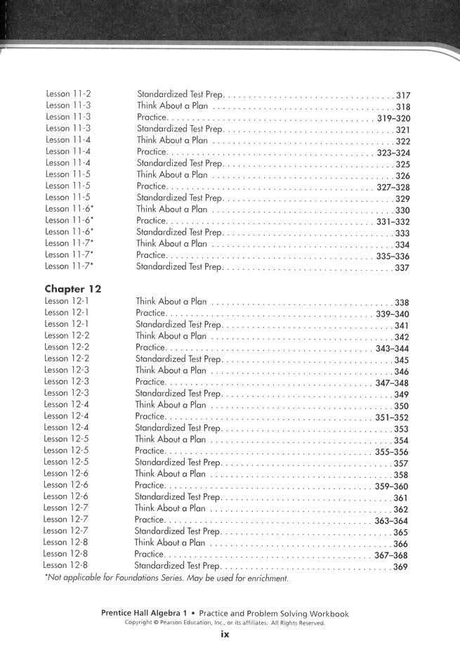 Prentice Hall Algebra Student Workbook