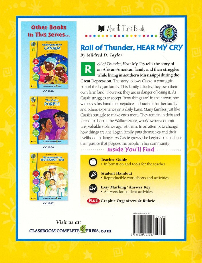 Roll of Thunder, Hear My Cry Literature Kit Grades 7-8