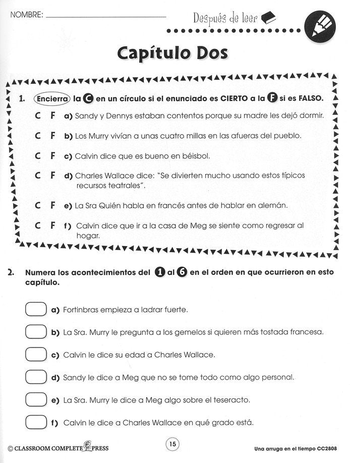 Una arruga en el tiempo, Kit de Literatura (A Wrinkle in  Time, Literature Kit) Grade 5-6