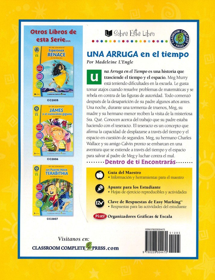 Una arruga en el tiempo, Kit de Literatura (A Wrinkle in  Time, Literature Kit) Grade 5-6