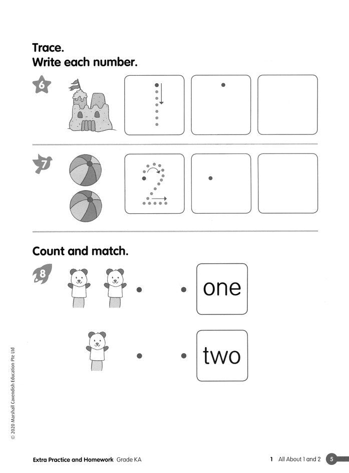 Math in Focus Extra Practice and Homework Volume A   Grade K