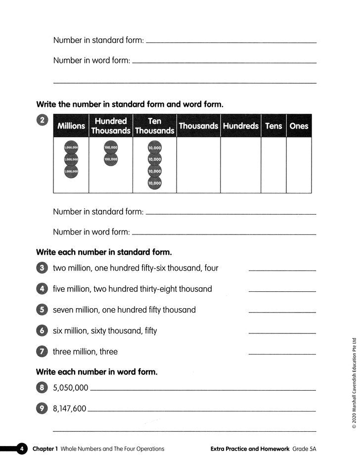 Math in Focus Extra Practice and Homework Volume A Grade 5