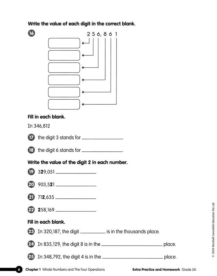 Math in Focus Extra Practice and Homework Volume A Grade 5