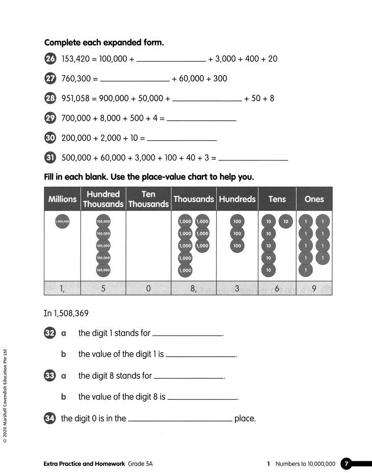 Math in Focus Extra Practice and Homework Volume A Grade 5