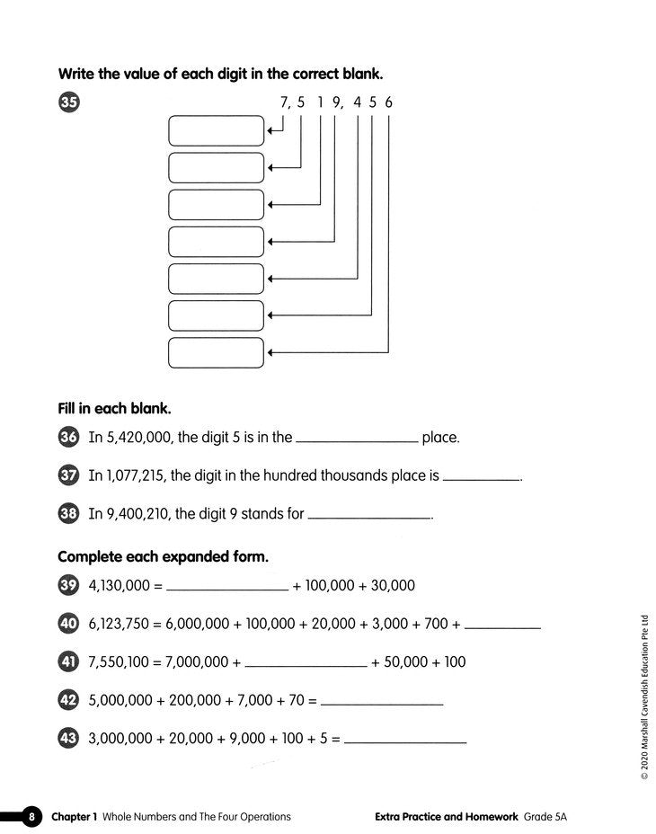 Math in Focus Extra Practice and Homework Volume A Grade 5