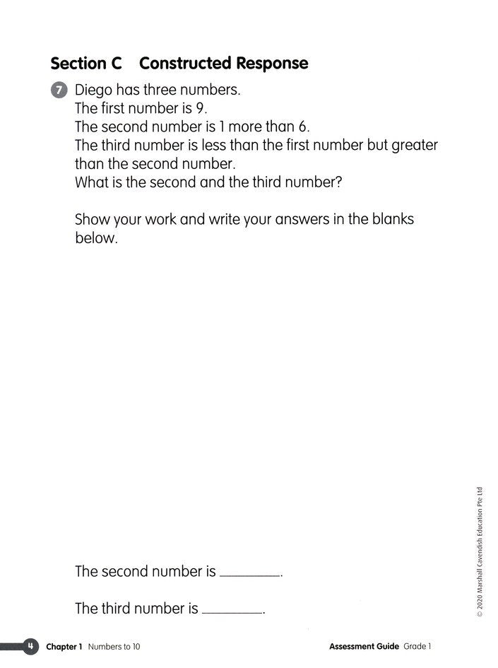 Math in Focus Assessment Guide Grade 1