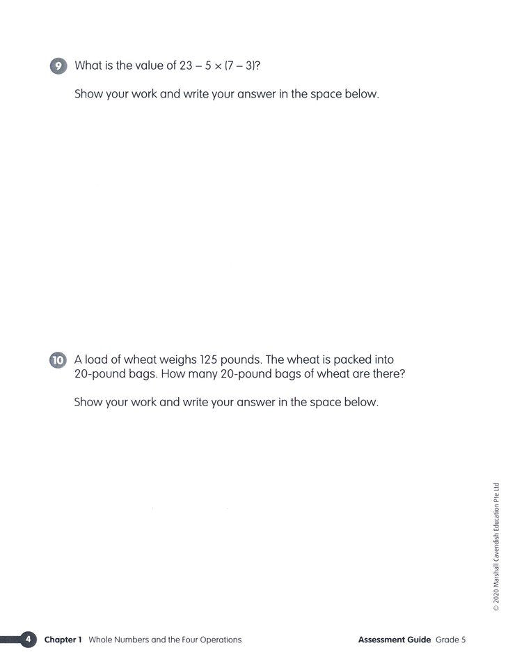 Math in Focus Assessment Guide Grade 5