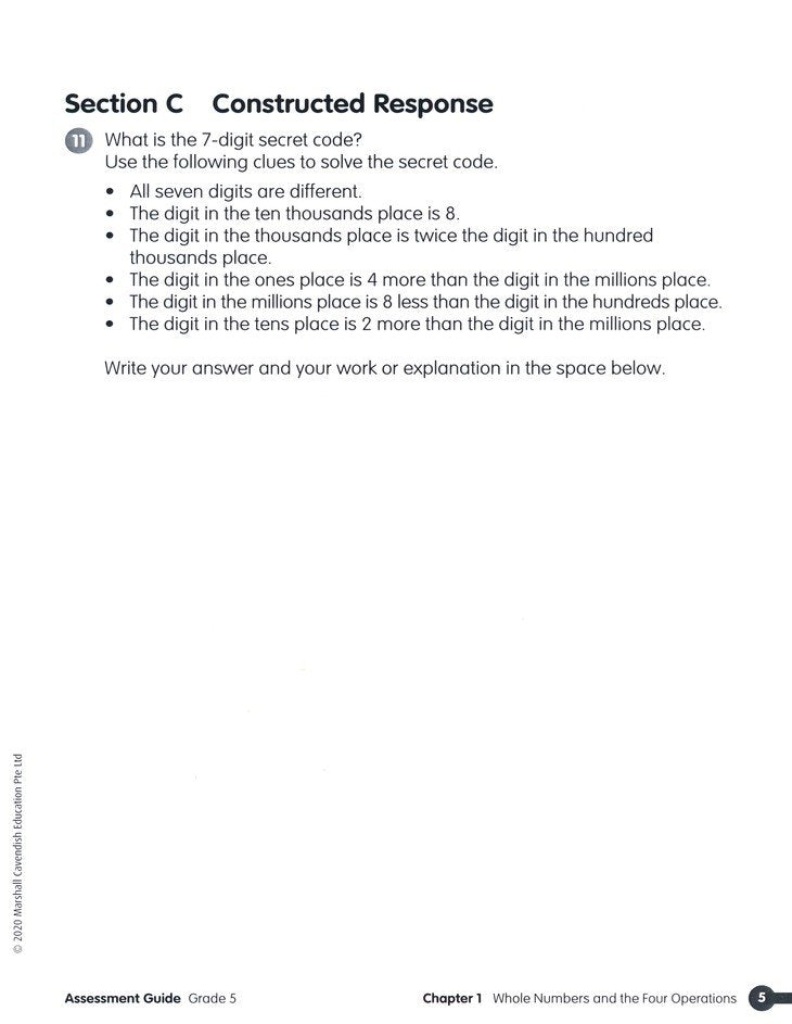 Math in Focus Assessment Guide Grade 5